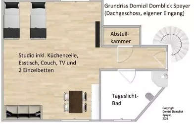 Grundriß des Domizils, im Haus des Vermieters.