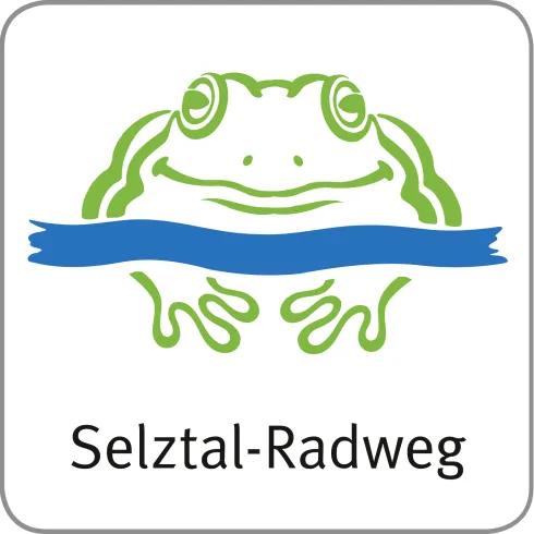 Logo und Markierung Selztal-Radweg, ©Rheinhessen-Touristik GmbH, Peter Warbinek Logo und Markierung Selztal-Radweg